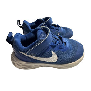 Nike Revolution Youth DD1094-411 Sz 8C Blue Hook & Loop BlueSneaker Running Shoe